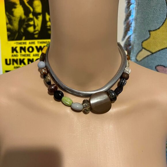 Tunnel Vision Bohemian Beaded Silver Necklace - Picture 1 of 5